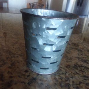 galvanized flower pot